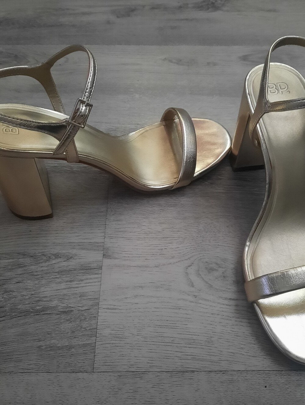 BP Gold Block Heel Sandals